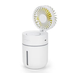 Buy 2 in 1 USB Spray Humidifier With Potable Fan White 16.5cm in Saudi Arabia