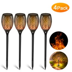 Buy 4-Piece Solar Flame Lamp Black 33cm in UAE