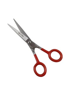 Buy Professional Barber Scissors PVC Grip Stainless Steel Red/Silver 17centimeter in Saudi Arabia