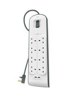 Buy 8-Outlet Surge Protection Charging Strip White/Black 2meter in UAE