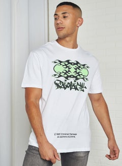 Buy Graphics Print Short Sleeve T-Shirt White in UAE