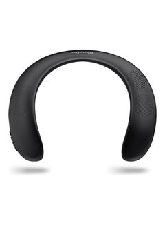 Buy Portable BT Wireless Bass FM Speaker Powerful Sound Comfortable Neck-mounted Black in Saudi Arabia