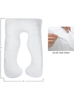 Buy Premium U Shape Comfortable Pregnancy Pillow Cotton White 80 x 120cm in UAE