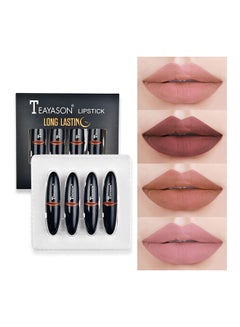 Buy 4-Piece Matte Waterproof Lipstick Set Multicolour in Saudi Arabia