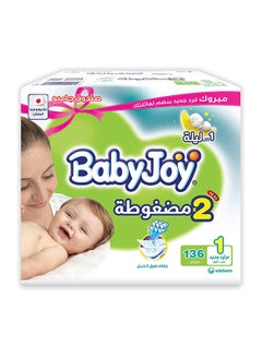 Buy Compressed Diaper, Size 1, Newborn, Up To 4 Kg, Jumbo Pack, 136 Count in Saudi Arabia