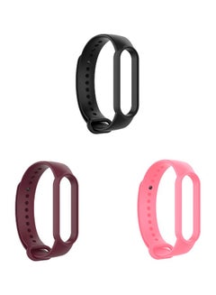 اشتري 3-Piece Replacement Band For Xiaomi Mi Band 5&6 180ملليمتر أسود/بين/سانجريا في السعودية