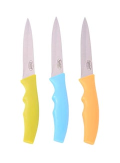 Buy 3-Piece Utility Knife Set Blue/Orange/Yellow 21x1.4x2.4centimeter in UAE