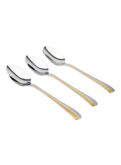 Buy 3-Piece Dinner Spoon Set Silver/Gold in UAE
