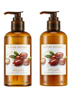 Buy 2-Piece Argan Essential Deep Care Shampoo And Conditioner Set Conditioner(300), Shapmoo(300)ml in Saudi Arabia