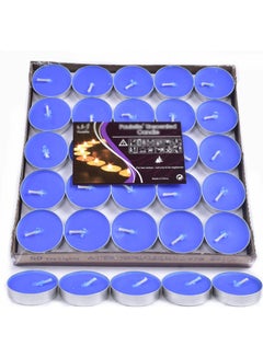 Buy 50 Pack Of  2-Hour Burn Duration Smokeless Tealights Candle Set Blue 18.00*2.50*18.00cm in Egypt