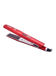 Buy Hair Straightener With Black Ceramic Plates, Temperature Control, On And Off Switch, LED Indicator, PTC Heating, 360 Degree Swivel Cord Glossy Red/Silver/Black 350grams in Saudi Arabia