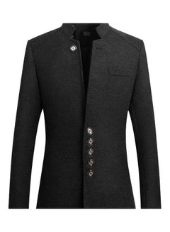 Buy Slim Single Breasted Business Blazer Black in UAE