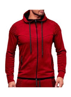 OTW Men Pocket Checkered Contrast Long Sleeve Sport Pullover Hoodie Sweatshirt