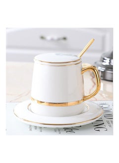 Buy Ceramic Coffee Cup Set White/Gold in UAE