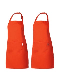 Buy 2-Piece Kitchen BBQ Apron With Adjustable Neck Orange 27x2x22cm in Egypt