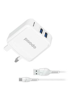 Buy Dual USB Wall Charger With Type-C Cable White in UAE