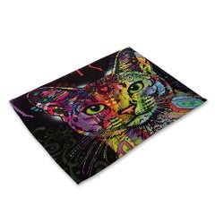 Buy Cat Painted Heat Resistant Table Mat Multicolour 32x42cm in Saudi Arabia