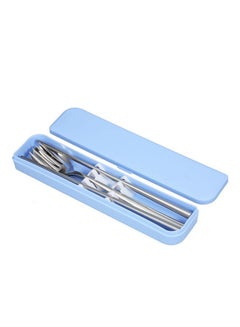 Buy Chopsticks Spoon Fork Portable Flatware Set Silver 22.5x2.8x5cm in UAE