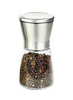 Buy 180ml Modern Stainless Steel Glass Salt/Pepper Spice Grinder Bottle Silver 13x6.5x6.5cm in UAE