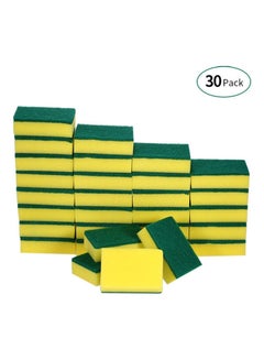 Buy 30-Piece Multi-purpose Double-Faced Sponge Scrubber Brush Set Yellow 32x7x30.5cm in UAE