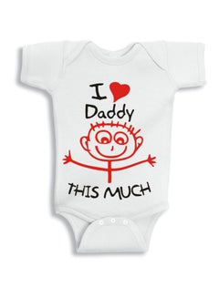 Buy I Love Daddy This Much Printed Onesie White/Red/Black in UAE