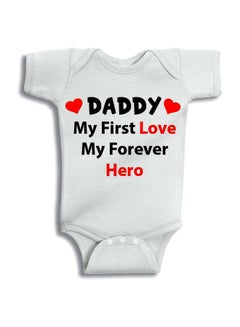 اشتري لباس من قطعة واحدة مطبوع عليه عبارة Daddy My First Love أبيض في السعودية