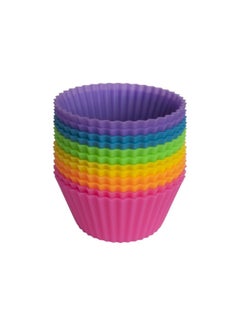 اشتري 12-Piece Cupcake Liners Silicone Baking Mold Set Multicolor 21.8cm في مصر