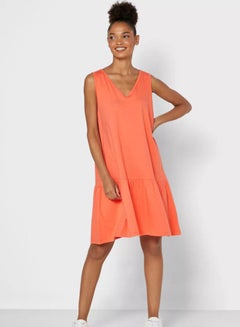 Buy Peplum Mini Dress Orange in Saudi Arabia