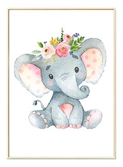 Buy Printed Elephant Printed Canvas Painting Grey/Pink/Green 57 x 71 x 4.5cm in Saudi Arabia