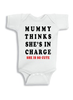 Buy Mommy Thinks She's In Charge Printed Onesie White/Black/Red in Saudi Arabia