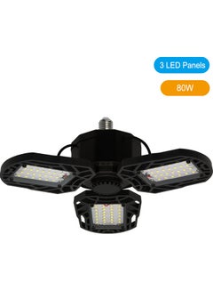 Buy 80 Led Garage Lights Deformable Folding Adjustable Ceiling Lamp Black 16.5 x 11.5 x 14.5cm in Saudi Arabia