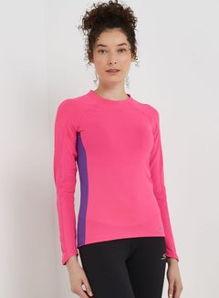 Buy Round Neck Full Sleeves T-Shirt Hot Pink/Purple in UAE