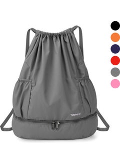 Buy Foldable Drawstring Backpack Sports Gym Bag with Wet and Dry 42.00*10.00*32.00cm in Saudi Arabia