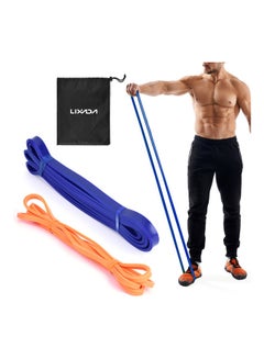 Buy 2-Piece Resistance Loop Band With Carry Bag Orange And Blue 30.00*3.00*15.00cm in Saudi Arabia