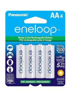 Buy 4-Piece Eneloop AA Rechargeable Household Batteries Silver in Saudi Arabia