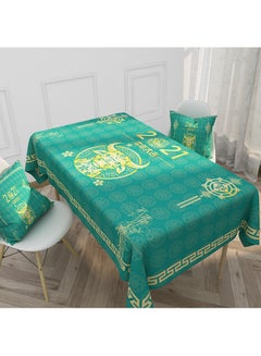 Buy Vibrant Festive Print Waterproof Tablecloth Green 140x180cm in UAE