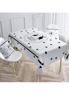 Buy Modern Home Print  Cotton Linen  Tablecloth White 140x180cm in UAE