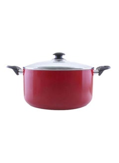 Buy Casserole Dish With Glass Lid Red/Black/Clear 24cm in UAE