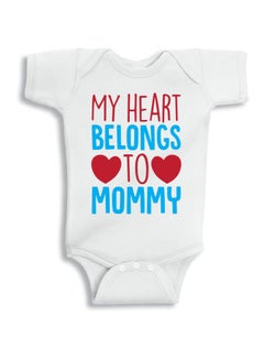 Buy My Heart Belongs To Mommy Printed Onesie White/Red/Blue in UAE