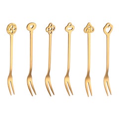 Buy 2 Sets Fruit Fork gold 12.5cm in UAE