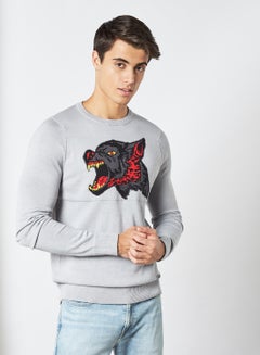 Buy Front Graphic Sweater Grey Marl in Saudi Arabia