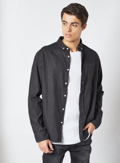 Buy Basic Long Sleeve Shirt Black Denim in Saudi Arabia