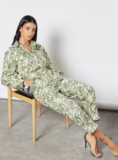 Buy All-Over Print Jumpsuit Green in UAE