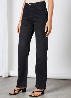 Buy Straight Fit Jeans Washed Black in UAE