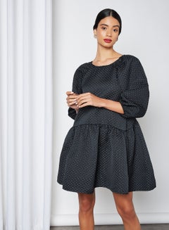 Buy Crème Quilt Mini Dress Black in UAE