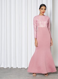 Buy Lace Bodice Dress Pink in Egypt