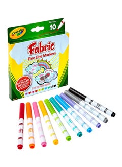 Buy 10-Piece Fabric Fine Line Marker Set Multicolour in Egypt