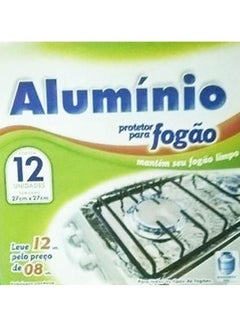 Buy 12-Piece Disposable Oven Aluminum Foil To Stove Protector Clear 27x27cm in Egypt