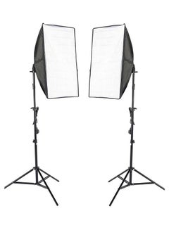 Buy 4-Piece Photography Rectangle Continuous SoftBox With Stands Lighting Kit 2meter Black/White in Egypt