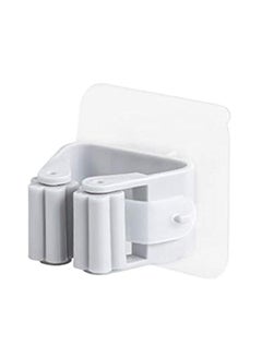 Buy 3-Piece Non Punch Adhesive Wall Mounted Mop Holder White 10x7x6cm in Saudi Arabia